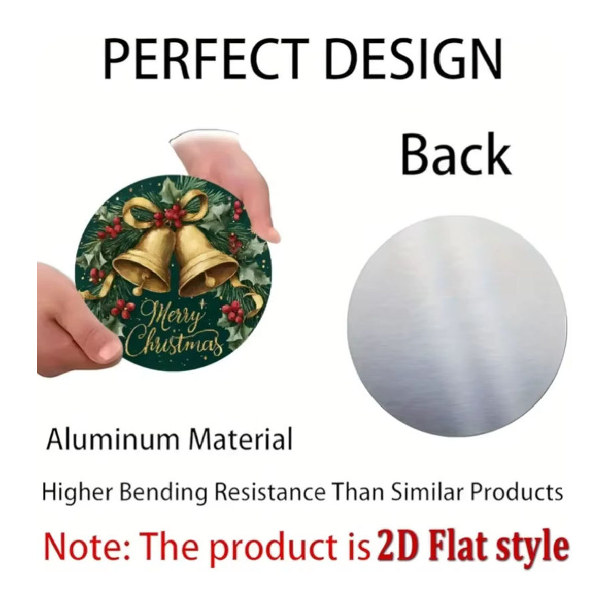 CIFBUY Vintage Weihnachtsdekoration aus Metall – Rundes Wandschild mit goldenen Glocken in Grün und Gold - Bild 2