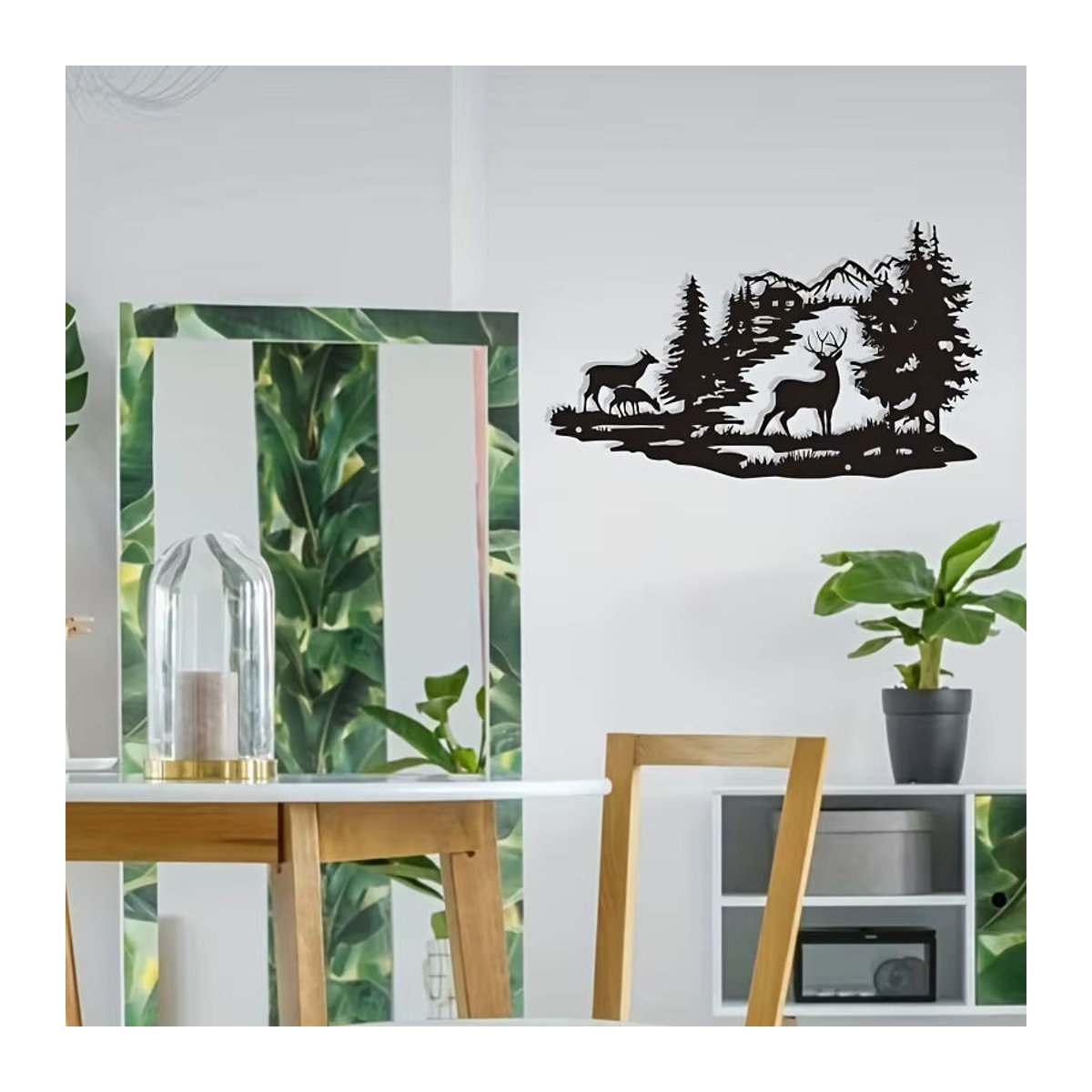 CIFBUY Waldhirsch Wandkunstdekoration aus Metall in Schwarz, rustikale Tier-Skulptur zur Wandmontage - Bild 4