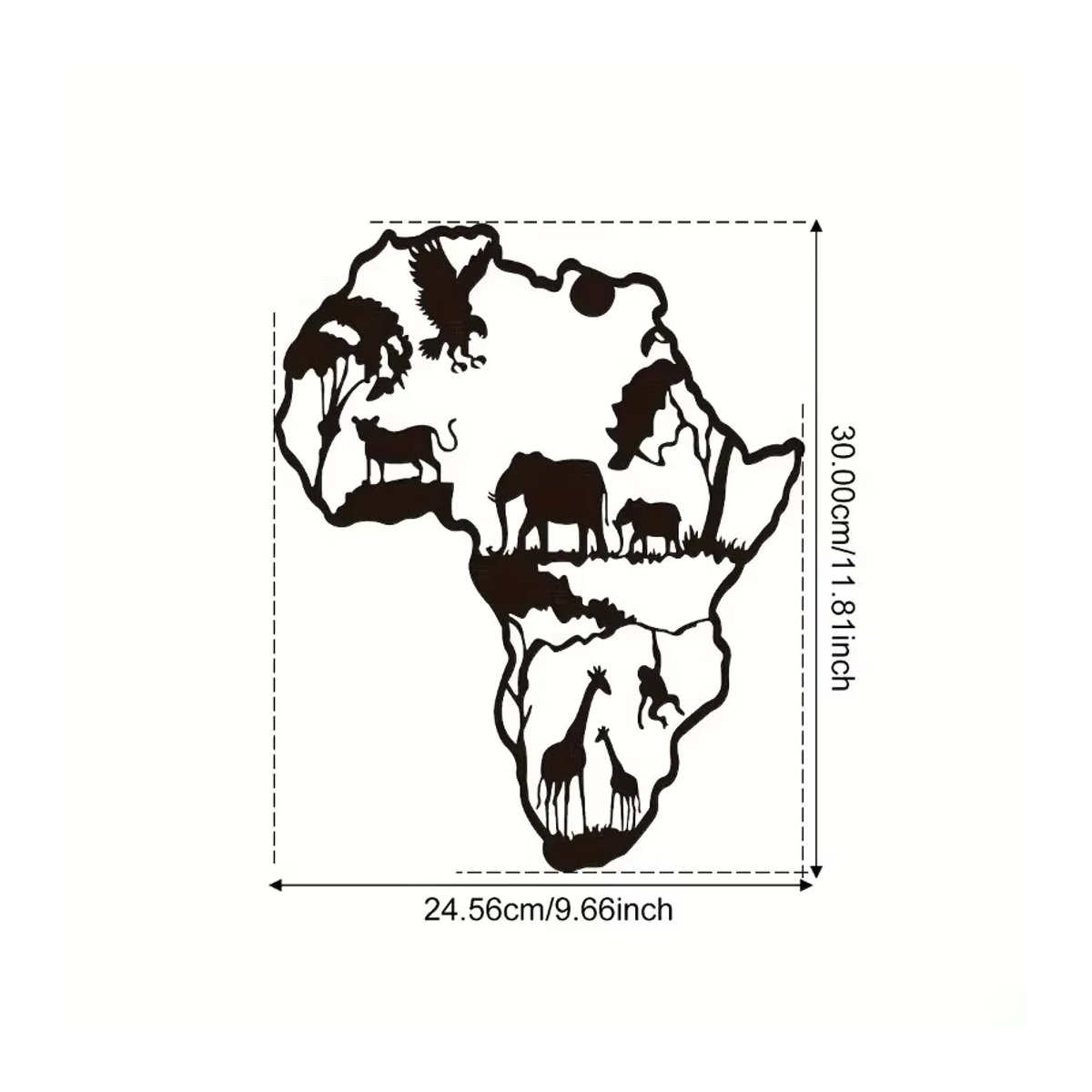 CIFBUY Wanddeko aus Metall mit afrikanischem Tier-Motiv in Schwarz, unregelmäßige Form für Indoor und Outdoor - Bild 2