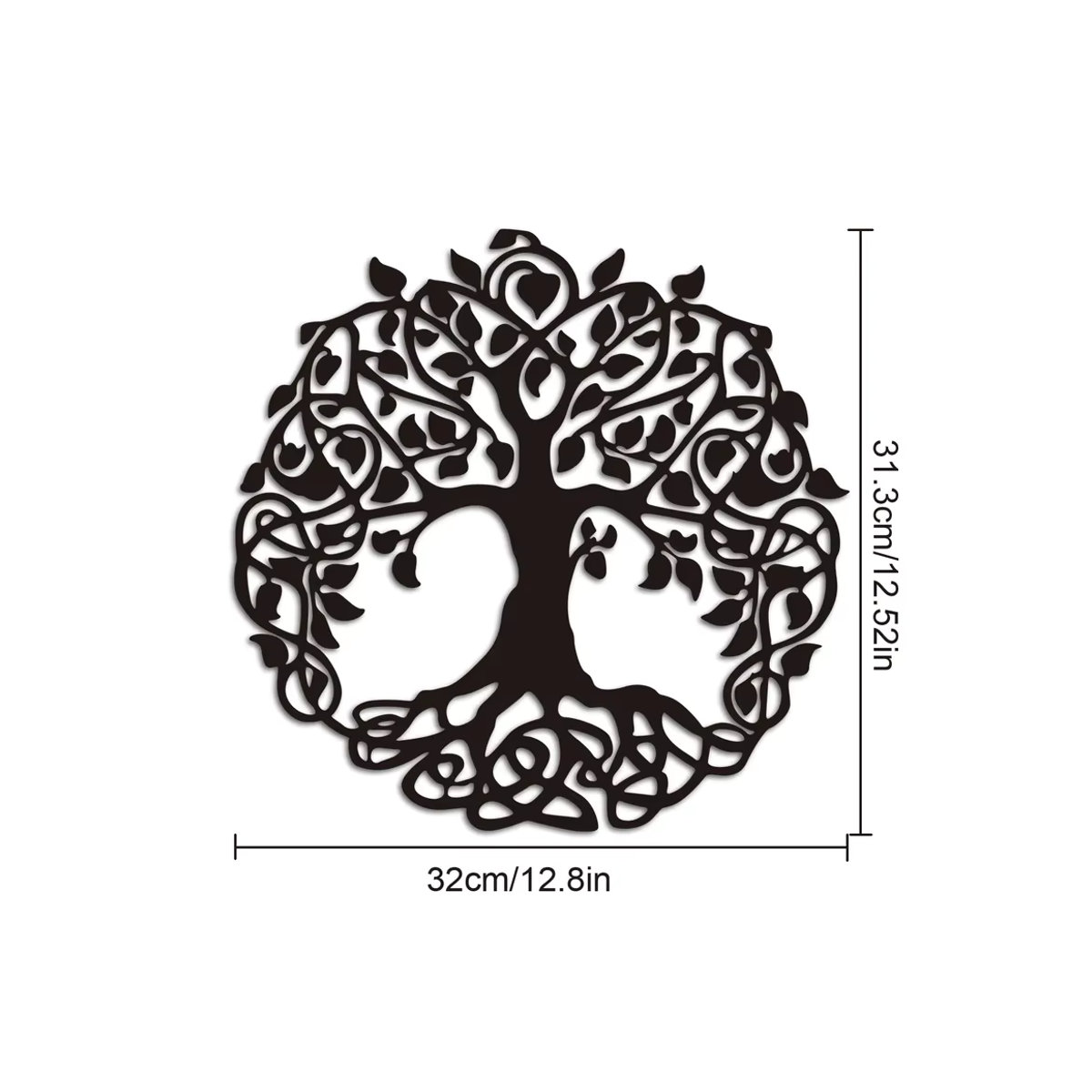 CIFBUY Wanddeko Baum des Lebens Metall Wandbehang Schwarz Rund Bohemian Stil - Bild 1