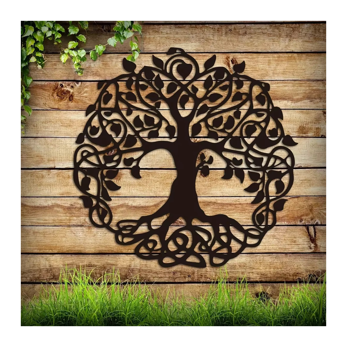 CIFBUY Wanddeko Baum des Lebens Metall Wandbehang Schwarz Rund Bohemian Stil - Bild 3
