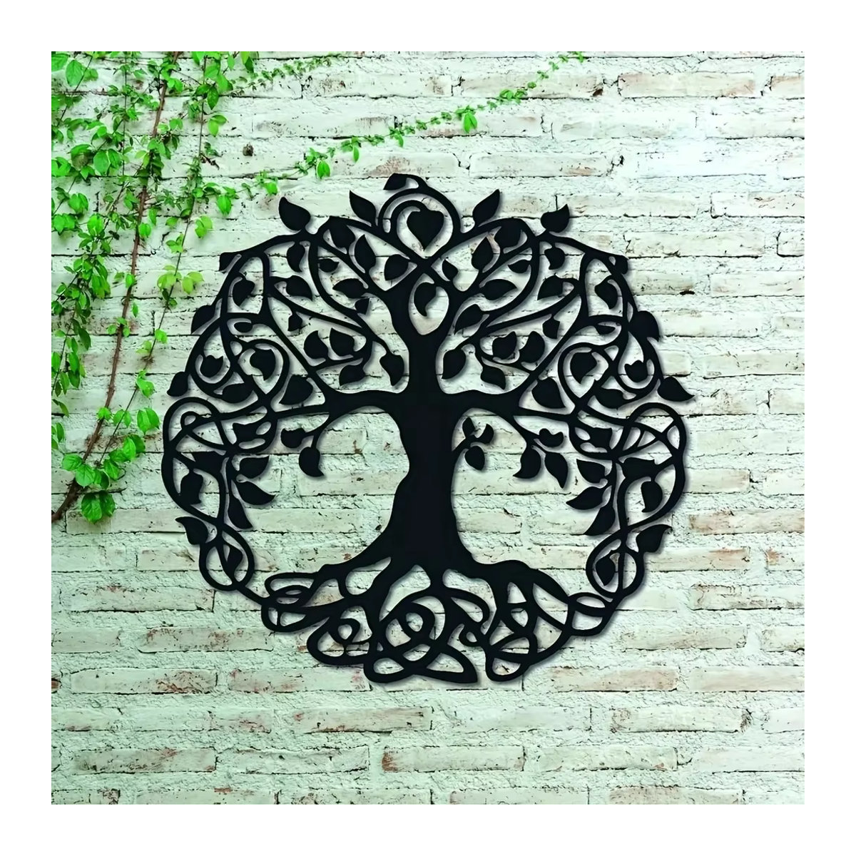CIFBUY Wanddeko Baum des Lebens Metall Wandbehang Schwarz Rund Bohemian Stil - Bild 4