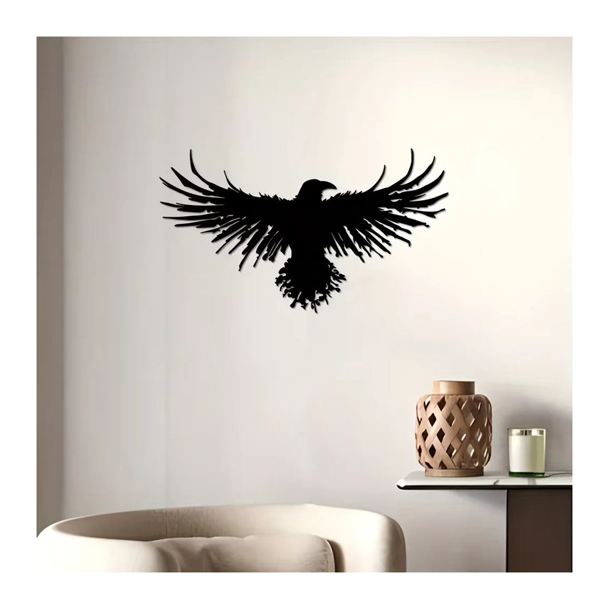 CIFBUY Wanddeko Krähe aus Metall in Schwarz, Ästhetisches Silhouette-Design zur Wandmontage - Bild 4