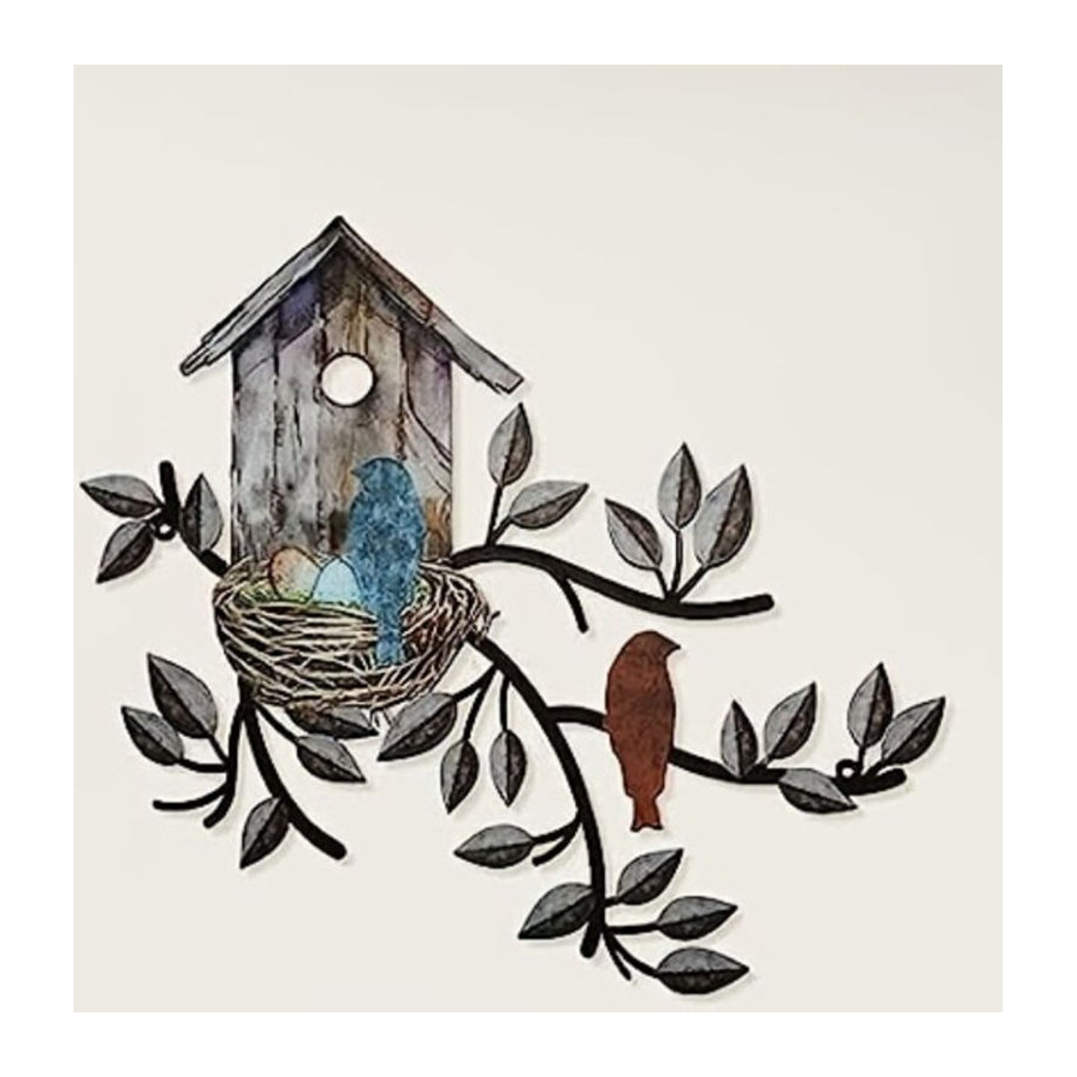 CIFBUY Wanddekoration aus Metall als Kunstbaum mit Vogelhaus in Bunt im Landhausstil - Bild 1
