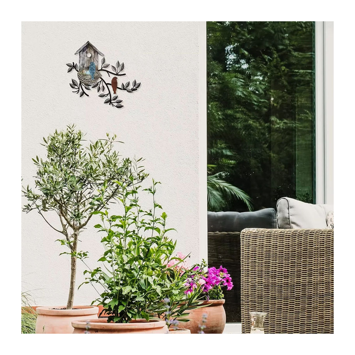 CIFBUY Wanddekoration aus Metall als Kunstbaum mit Vogelhaus in Bunt im Landhausstil - Bild 2