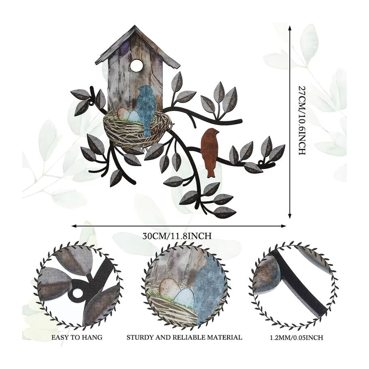 CIFBUY Wanddekoration aus Metall als Kunstbaum mit Vogelhaus in Bunt im Landhausstil - Bild 3