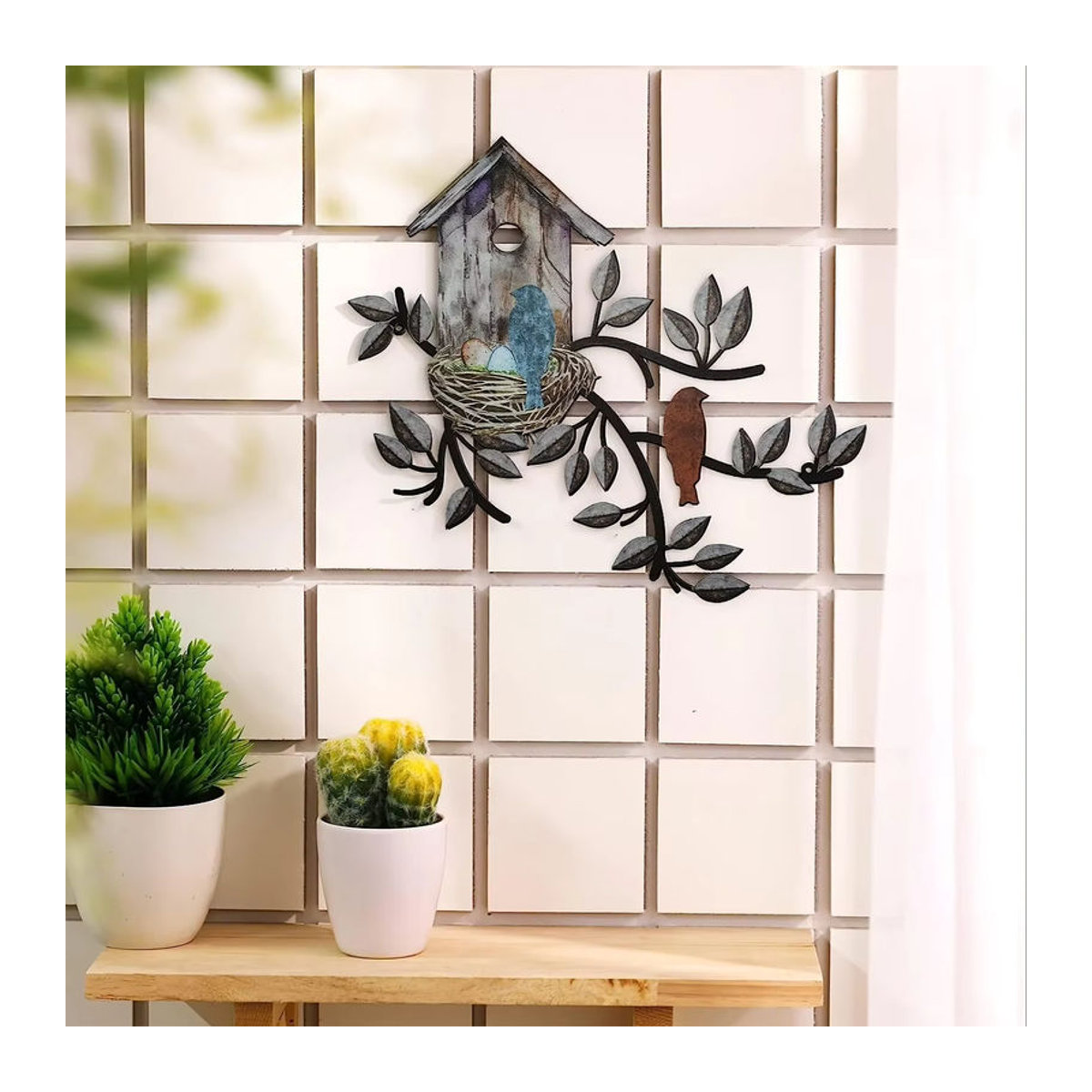 CIFBUY Wanddekoration aus Metall als Kunstbaum mit Vogelhaus in Bunt im Landhausstil - Bild 4
