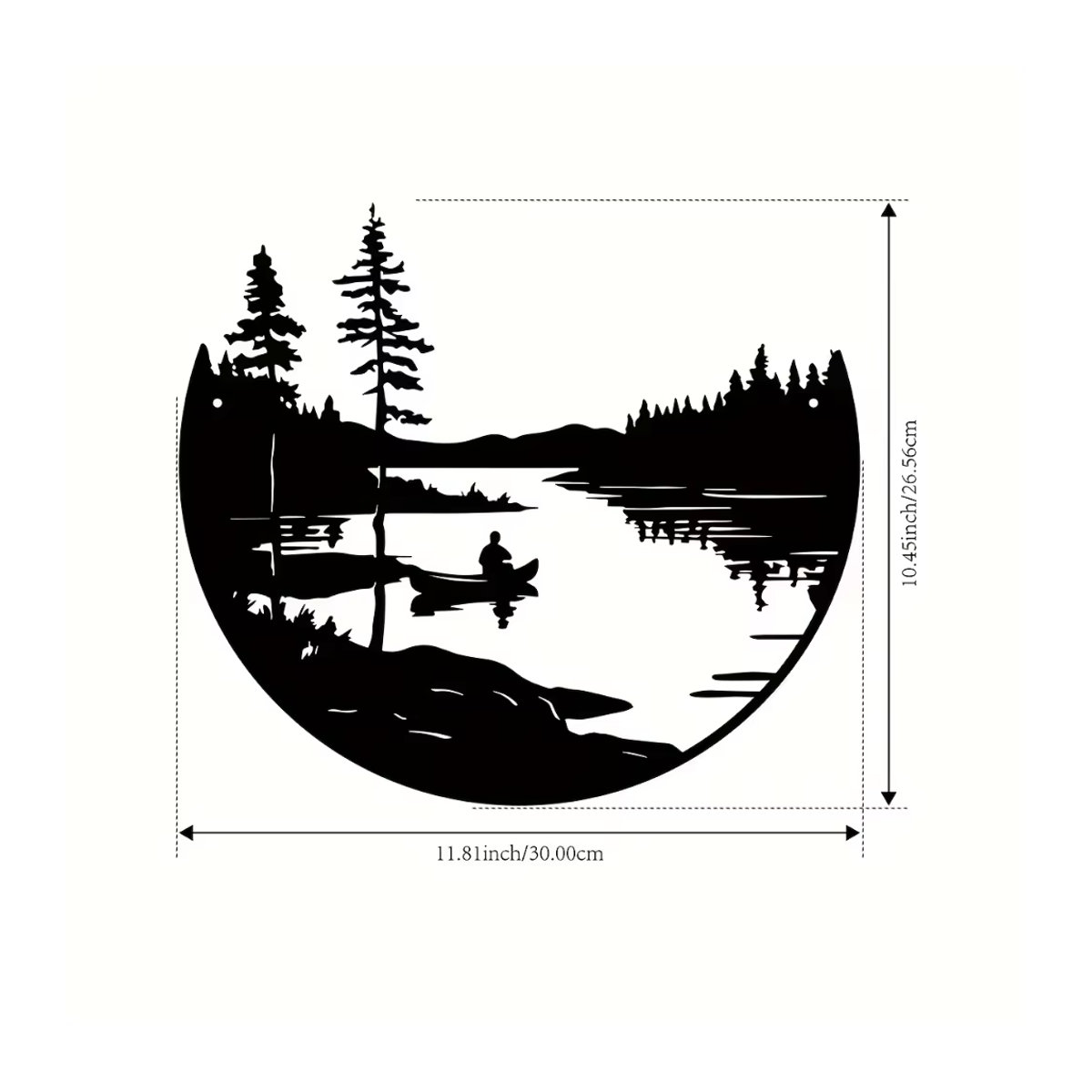 Cifbuy Wanddekoration aus Metall im Bohemian Stil mit Berg-Silhouette, runde Outdoor-Skulptur in Schwarz - Bild 2