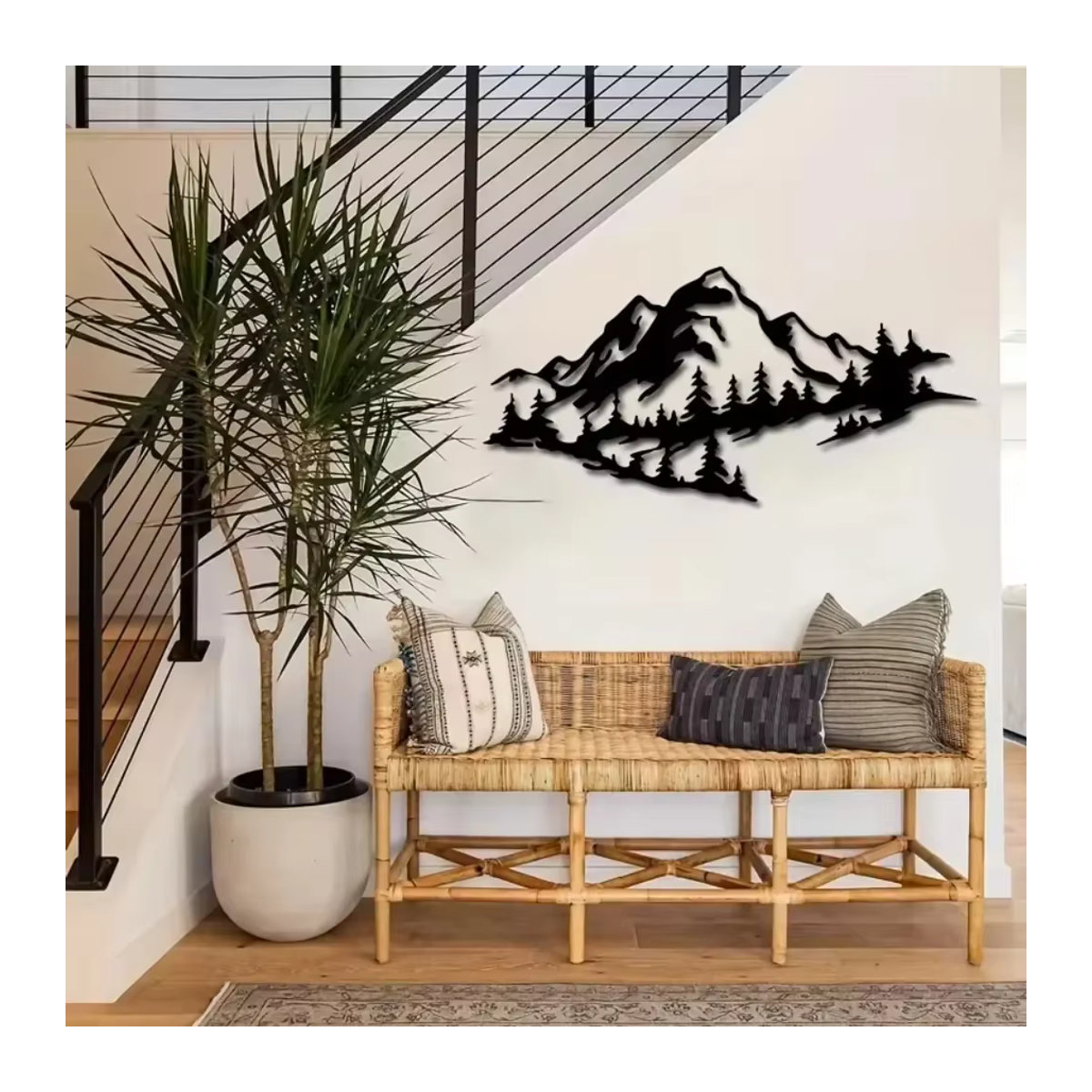 CIFBUY Wanddekoration aus Metall in Schwarz als minimalistische Mountain-View Wandkunst für Innen- und Außenbereiche - Bild 3