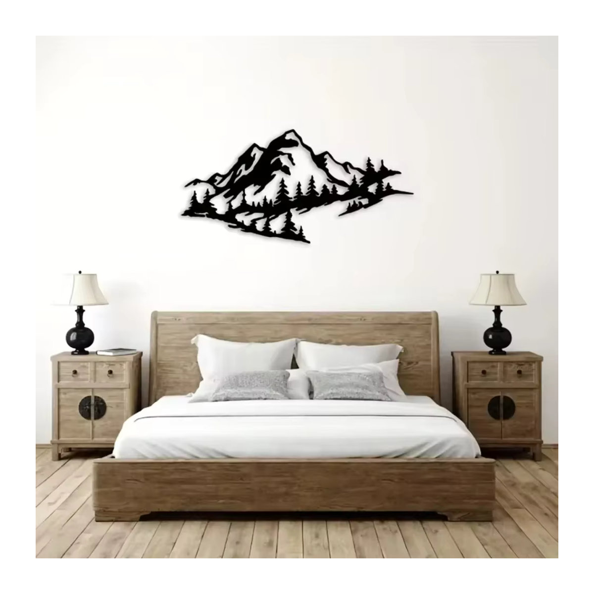 CIFBUY Wanddekoration aus Metall in Schwarz als minimalistische Mountain-View Wandkunst für Innen- und Außenbereiche - Bild 5