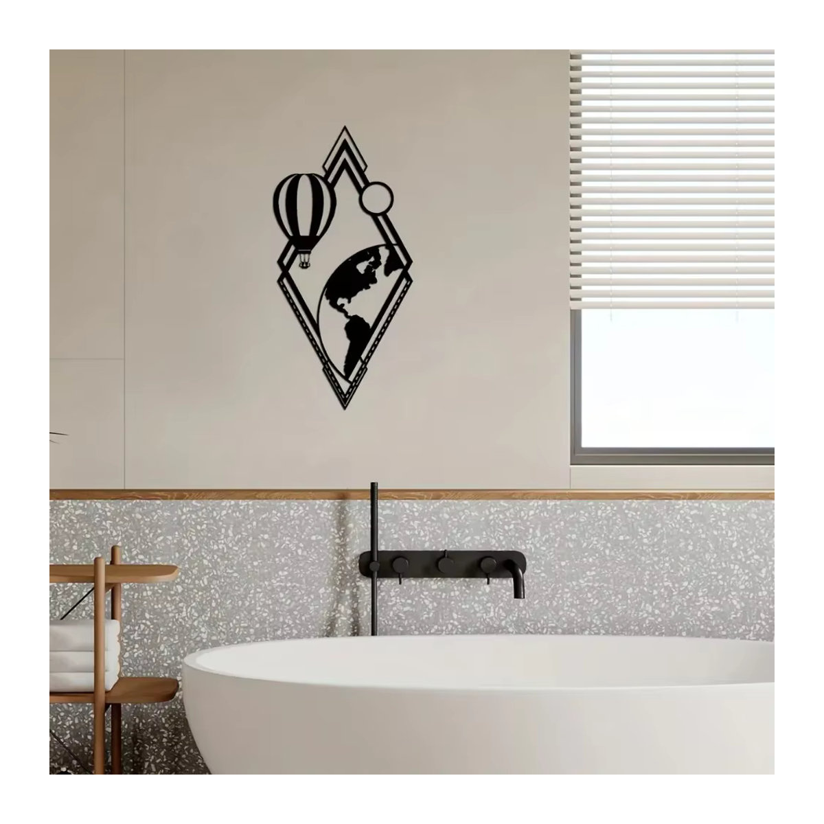 CIFBUY Wanddekoration aus Metall in Schwarz mit Luftballons und Globen als moderne abstrakte Kunst für Halloween im Innen- und Außenbereich - Bild 3