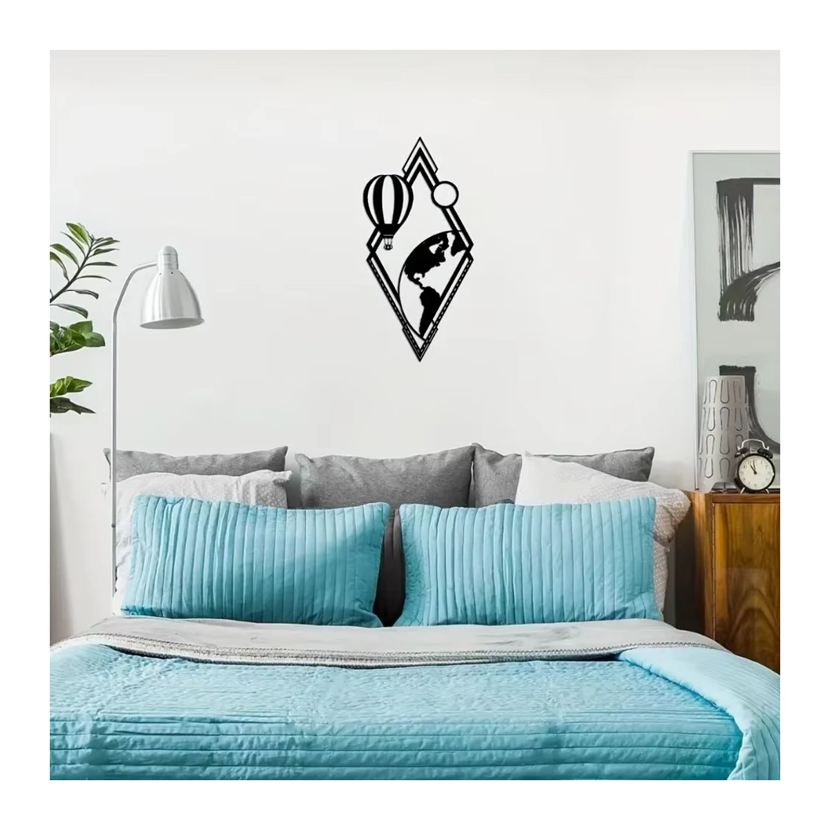 CIFBUY Wanddekoration aus Metall in Schwarz mit Luftballons und Globen als moderne abstrakte Kunst für Halloween im Innen- und Außenbereich - Bild 6