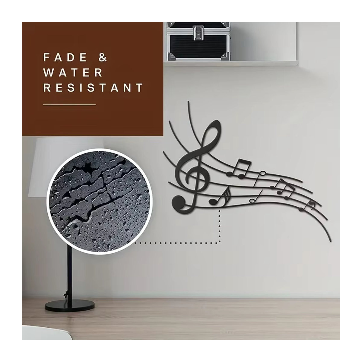 CIFBUY Wanddekoration aus Metall mit Musiknoten in Schwarz, moderne hängende Dekoration für dein Zuhause oder Studio - Bild 3