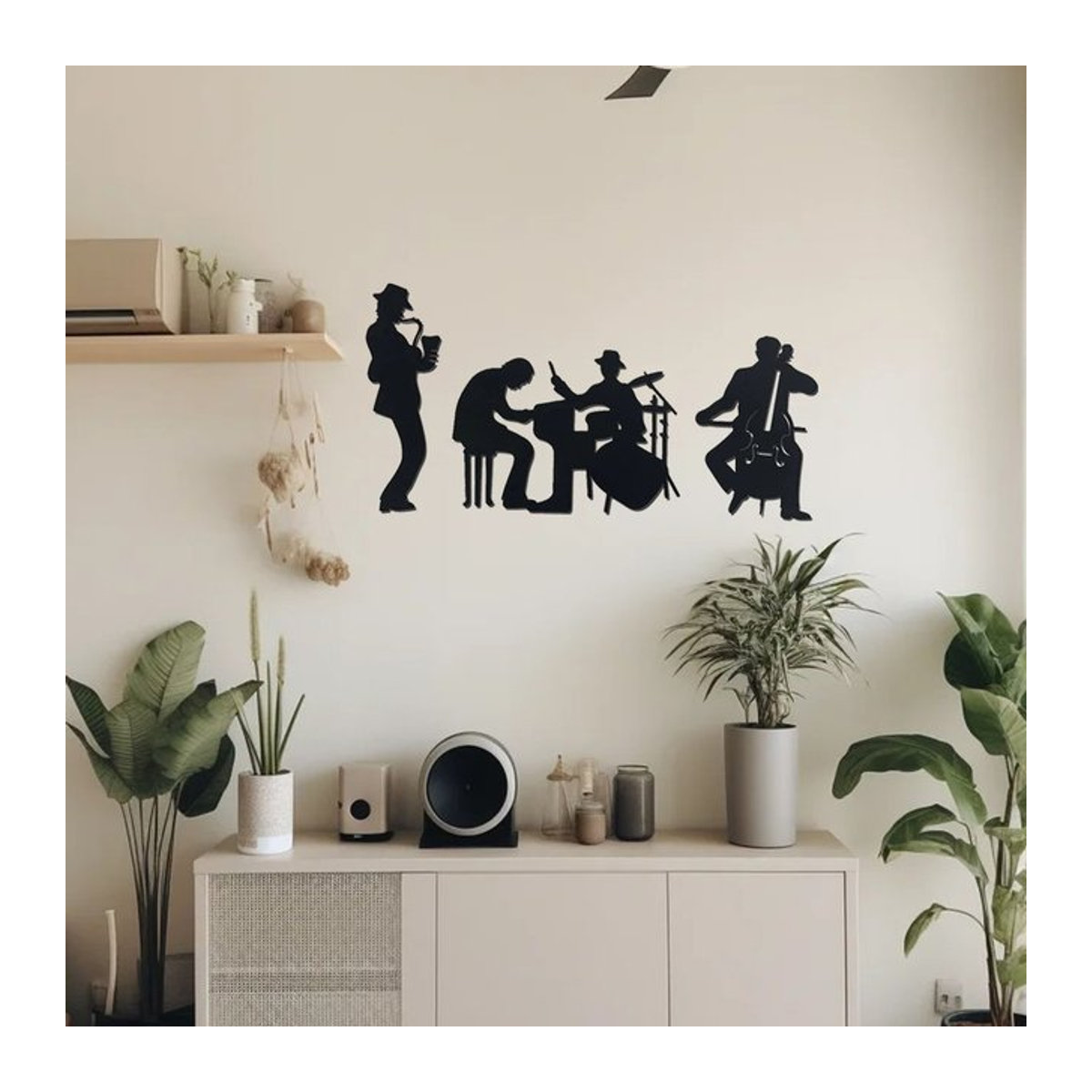 CIFBUY Wanddekoration aus Metall Saxophon Jazz Thema in Schwarz - Bild 1
