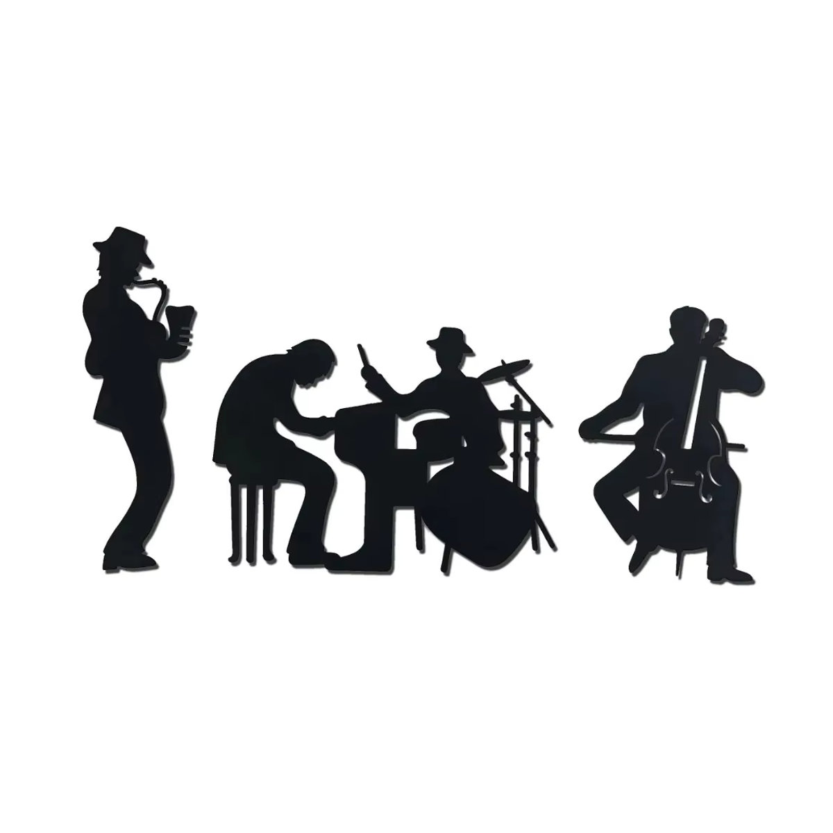 CIFBUY Wanddekoration aus Metall Saxophon Jazz Thema in Schwarz - Bild 2