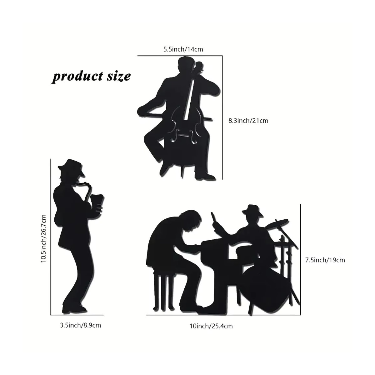 CIFBUY Wanddekoration aus Metall Saxophon Jazz Thema in Schwarz - Bild 3