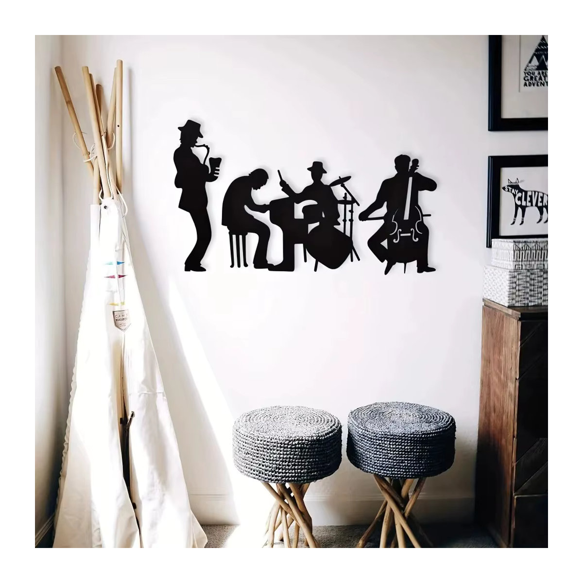CIFBUY Wanddekoration aus Metall Saxophon Jazz Thema in Schwarz - Bild 4