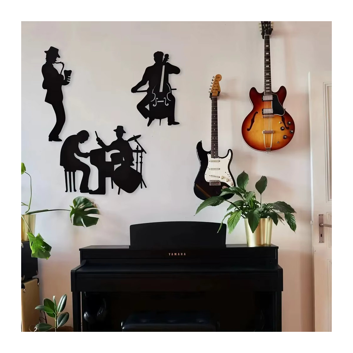 CIFBUY Wanddekoration aus Metall Saxophon Jazz Thema in Schwarz - Bild 5