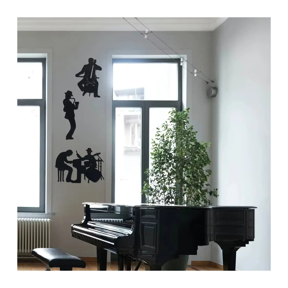 CIFBUY Wanddekoration aus Metall Saxophon Jazz Thema in Schwarz - Bild 6
