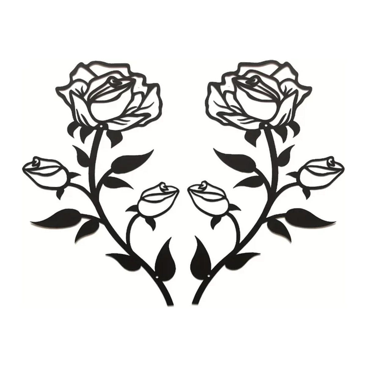 CIFBUY Wanddekoration Rose Blume aus Metall in Schwarz, florales Kunstornament für Innen- und Außenbereich, B/H: 38,1 x 38,1 cm - Bild 1
