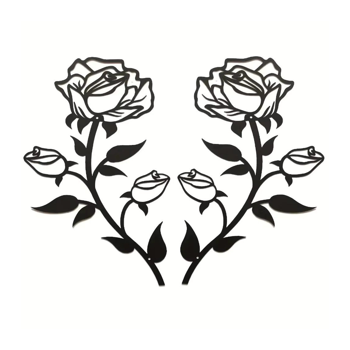 CIFBUY Wanddekoration Rose Blume aus Metall in Schwarz, florales Kunstornament für Innen- und Außenbereich, B/H: 38,1 x 38,1 cm - Bild 4