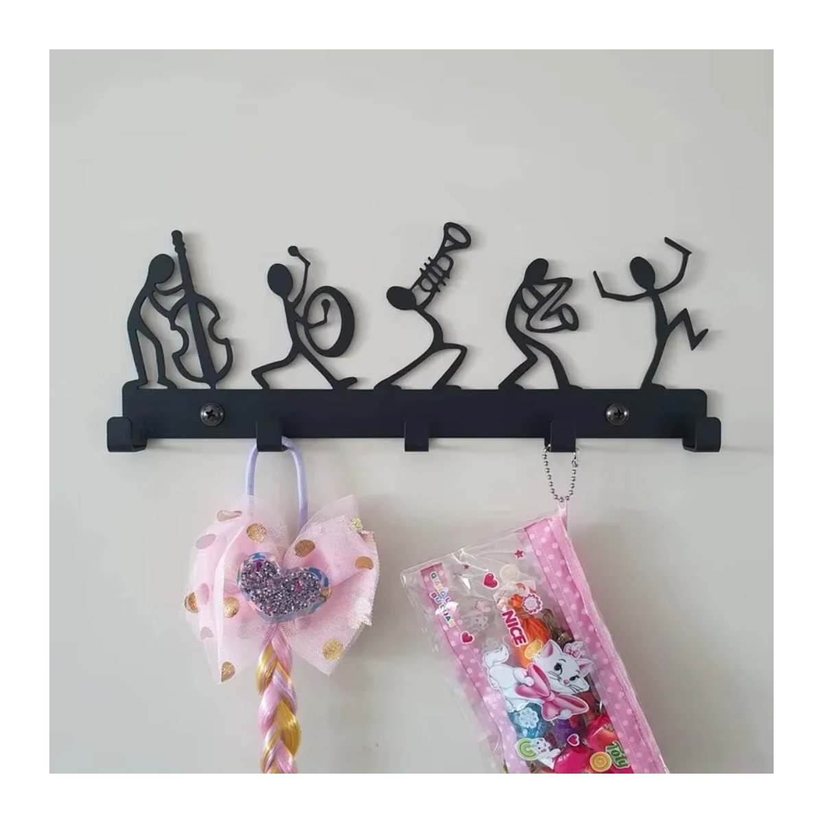 CIFBUY Wandgarderobe aus schwarzem Metall im Retro-Design mit Wandhaken und Schlüsselhalter - Bild 2