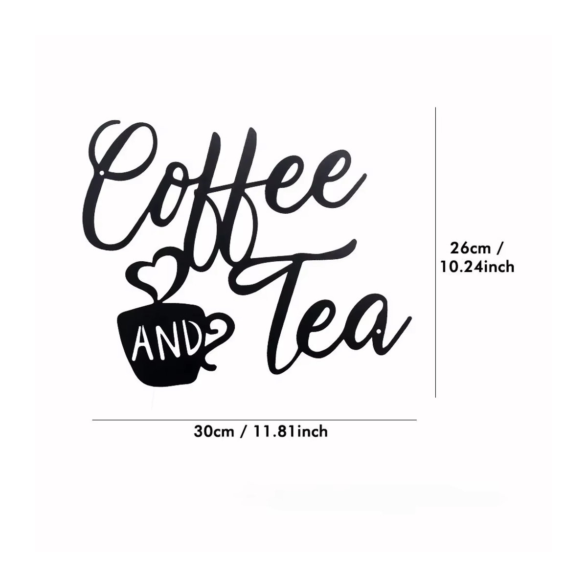 CIFBUY Wandkunst aus Metall für Kaffee- und Teebar im Landhausstil, Schwarz, Unregelmäßige Form - Bild 2