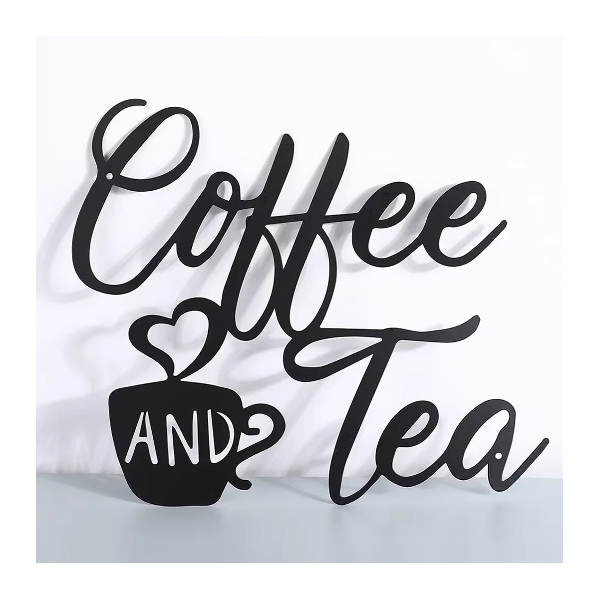 CIFBUY Wandkunst aus Metall für Kaffee- und Teebar im Landhausstil, Schwarz, Unregelmäßige Form - Bild 3