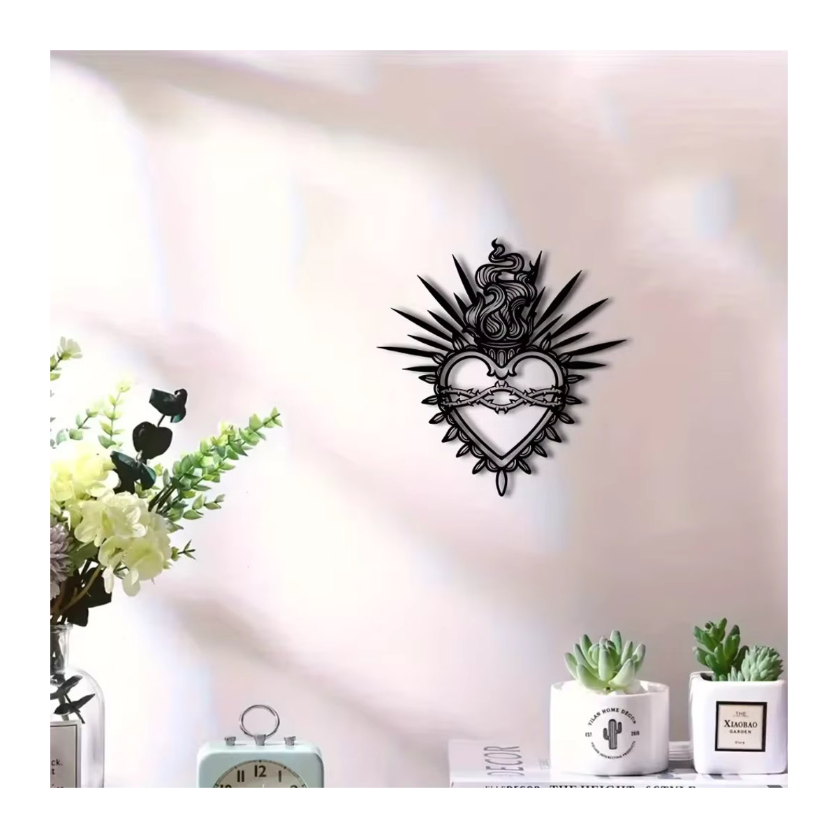 CIFBUY Wandkunst aus Metall Heiliges Herz Christus mit religiösen Versen in Schwarz zur Wandmontage - Bild 4