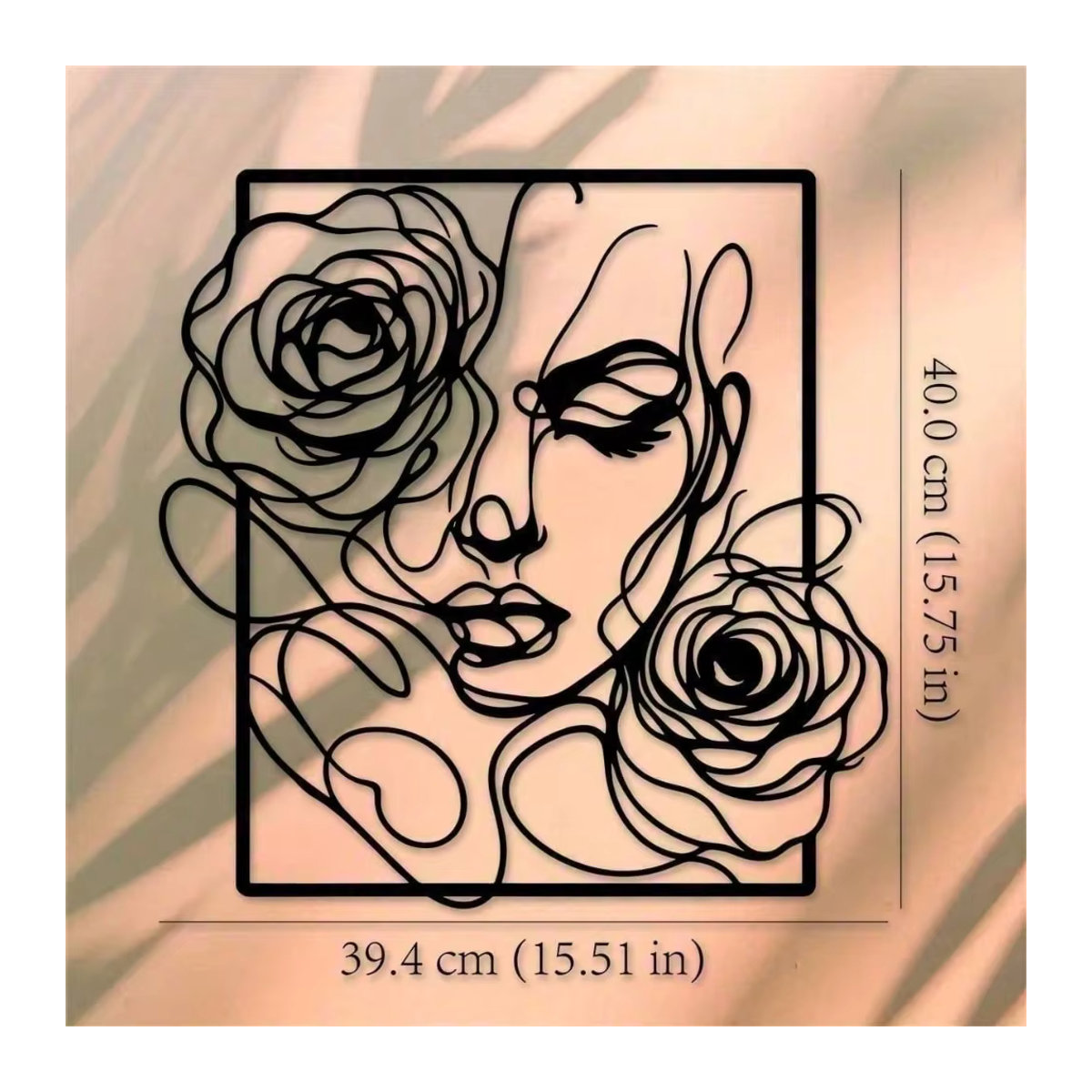 CIFBUY Wandkunst aus Metall in Schwarz – Elegante Frau und Rosen-Silhouette als minimalistische Wanddekoration - Bild 3