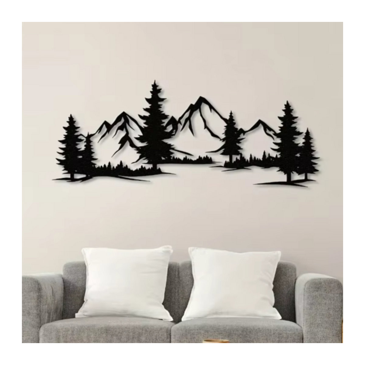 CIFBUY Wandkunst aus Metall in Schwarz mit Wald- und Bergdesign im Landhausstil für Kinderzimmer - Bild 1
