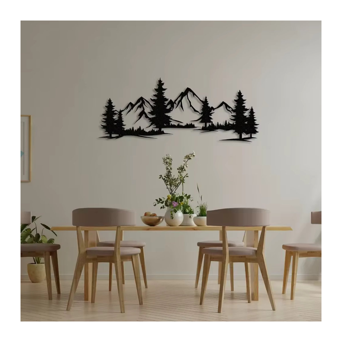 CIFBUY Wandkunst aus Metall in Schwarz mit Wald- und Bergdesign im Landhausstil für Kinderzimmer - Bild 3