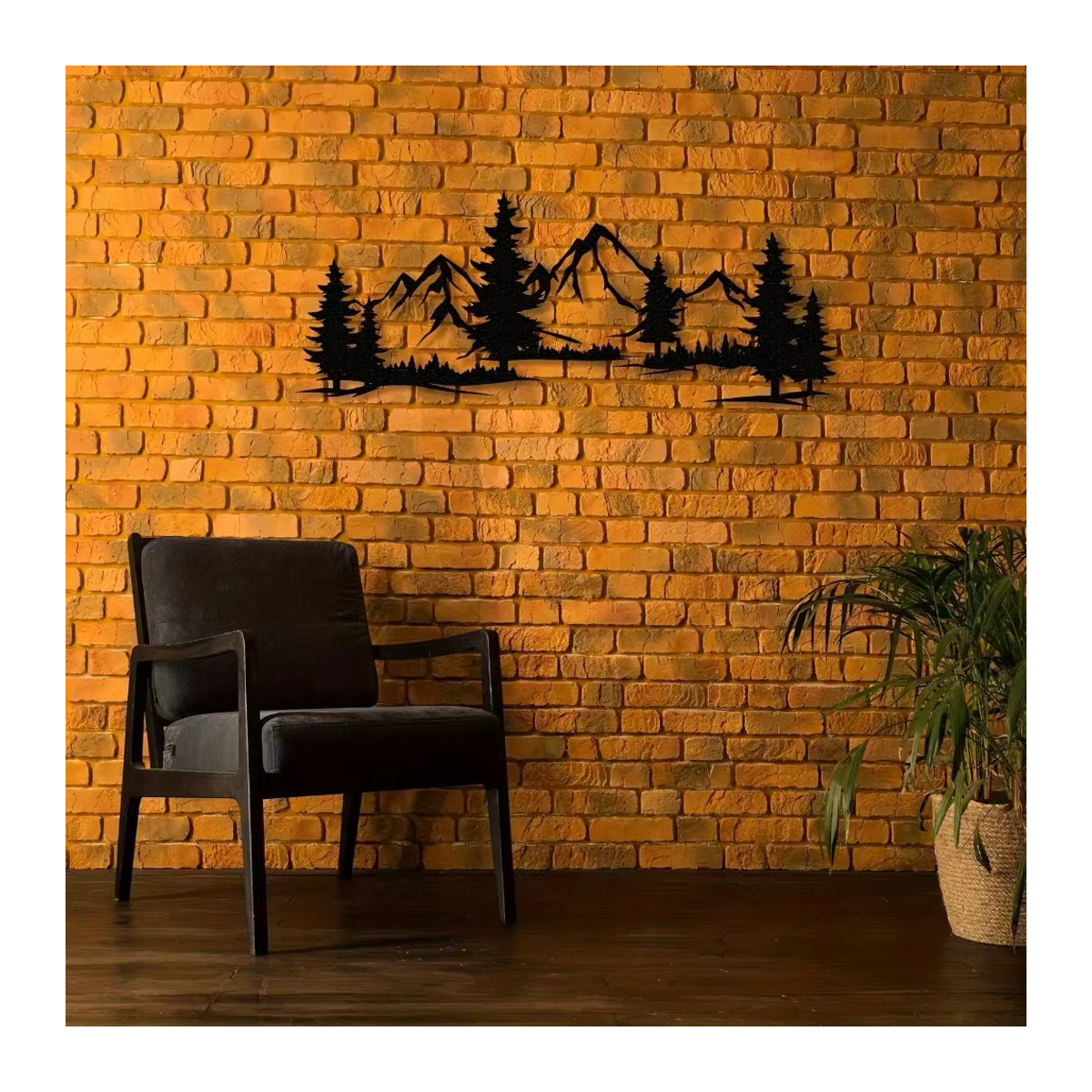 CIFBUY Wandkunst aus Metall in Schwarz mit Wald- und Bergdesign im Landhausstil für Kinderzimmer - Bild 4