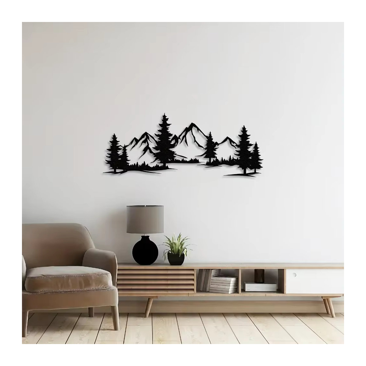 CIFBUY Wandkunst aus Metall in Schwarz mit Wald- und Bergdesign im Landhausstil für Kinderzimmer - Bild 5