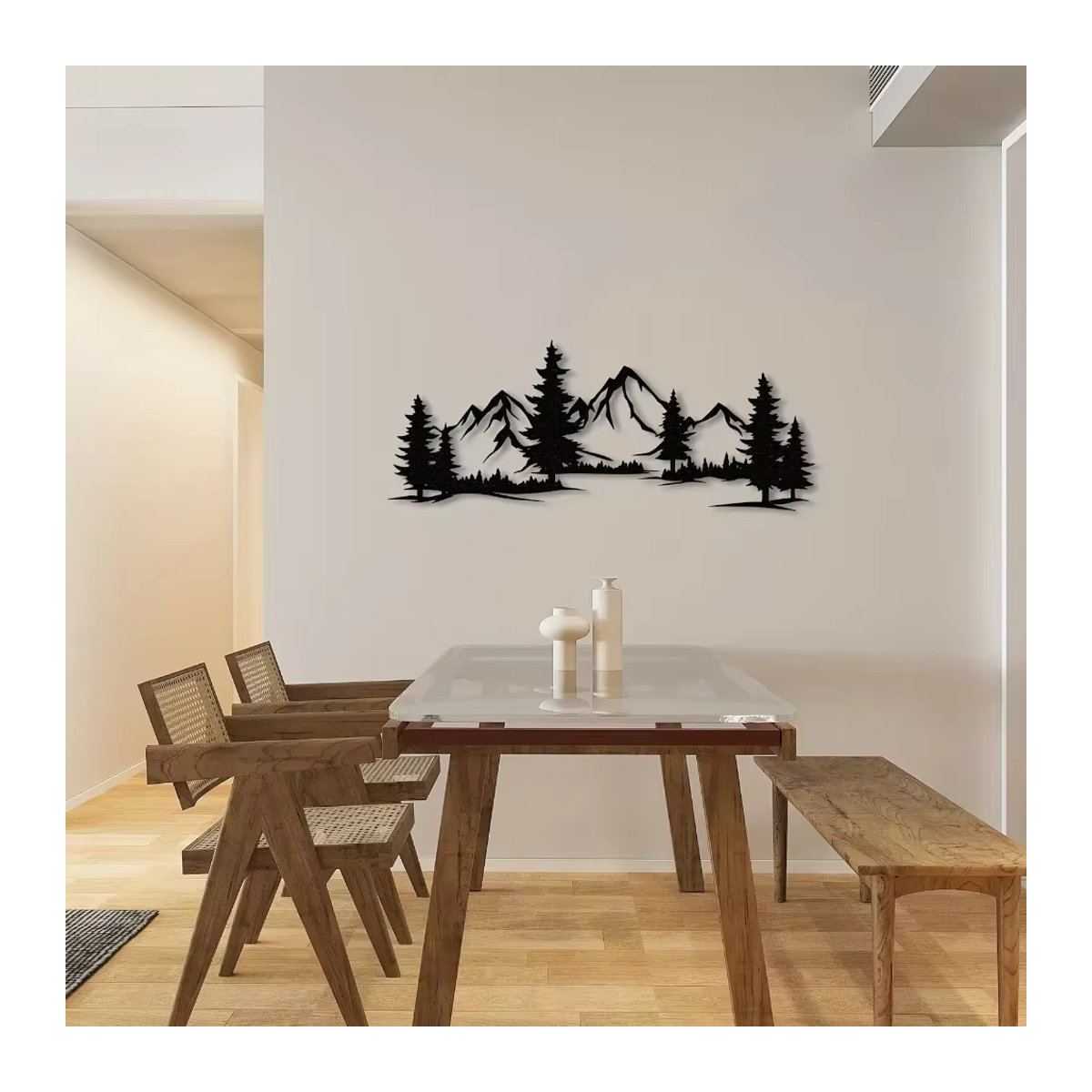CIFBUY Wandkunst aus Metall in Schwarz mit Wald- und Bergdesign im Landhausstil für Kinderzimmer - Bild 6