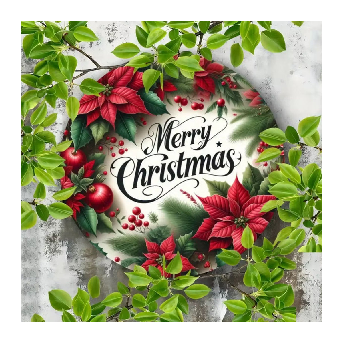 CIFBUY Wandkunst aus Metall mit floralem Weihnachtskranz in Mehrfarbig, runde Wanddekoration für Weihnachten - Bild 4