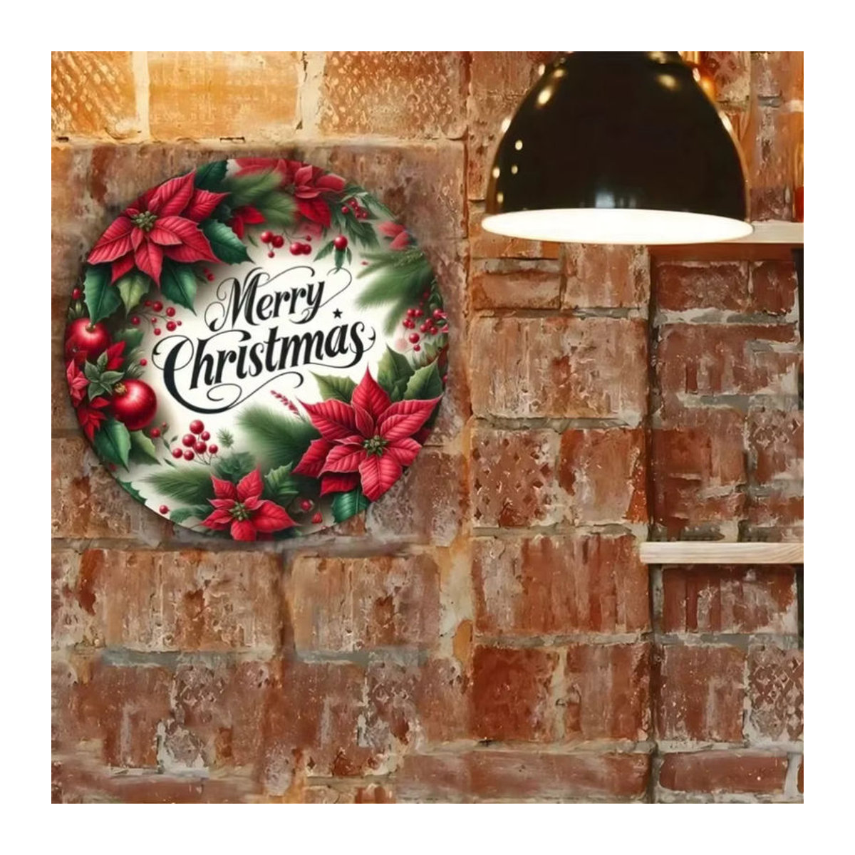 CIFBUY Wandkunst aus Metall mit floralem Weihnachtskranz in Mehrfarbig, runde Wanddekoration für Weihnachten - Bild 5