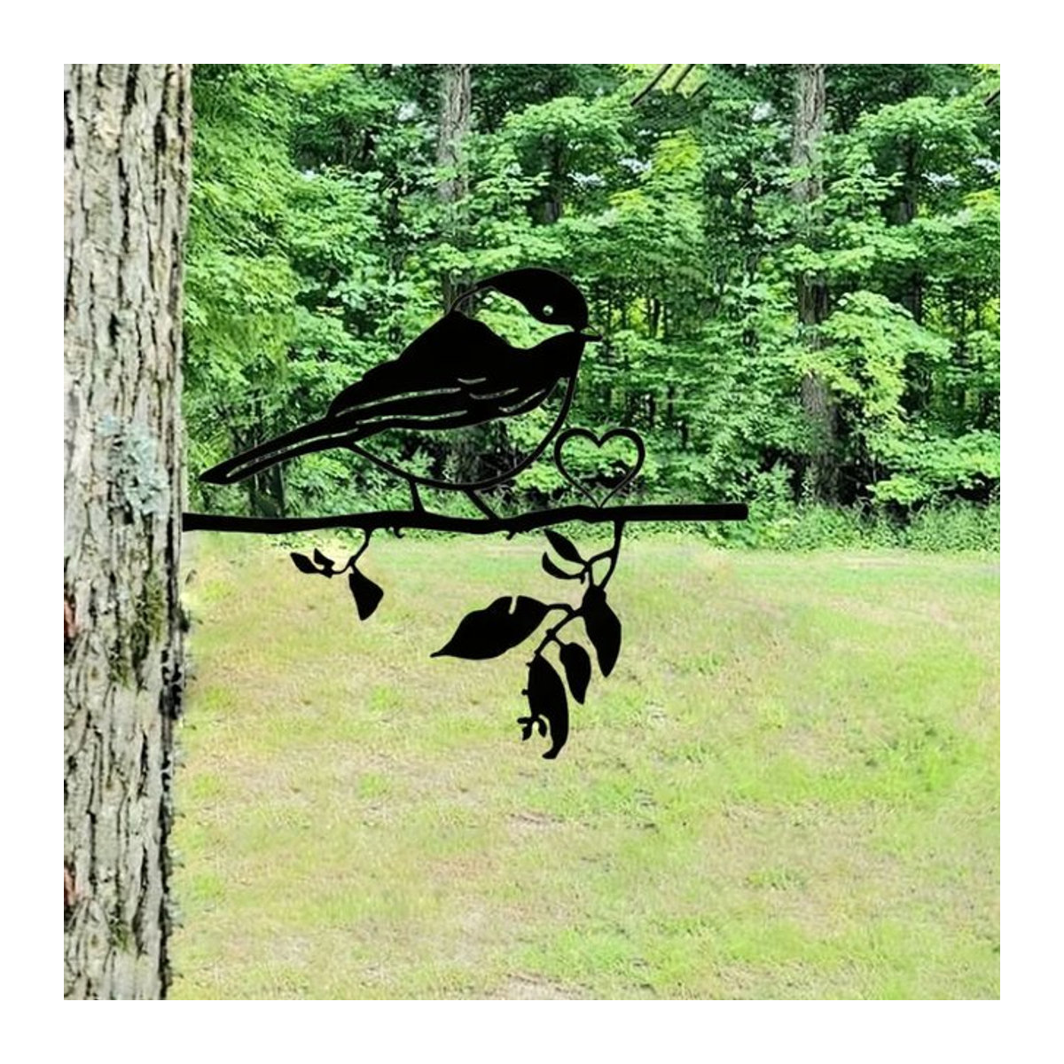 CIFBUY Wandkunst aus Metall Vogel auf Zweig Silhouette in Schwarz - Bild 1