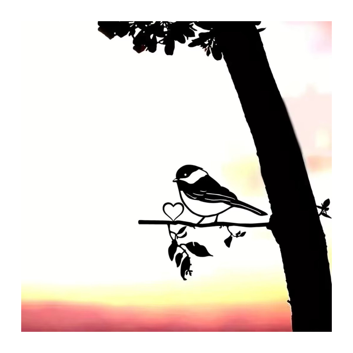 CIFBUY Wandkunst aus Metall Vogel auf Zweig Silhouette in Schwarz - Bild 3
