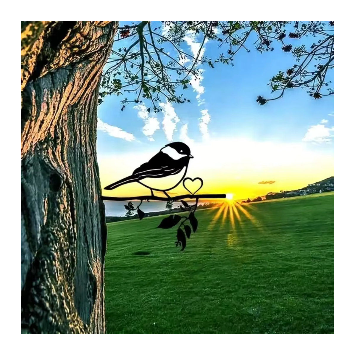 CIFBUY Wandkunst aus Metall Vogel auf Zweig Silhouette in Schwarz - Bild 5