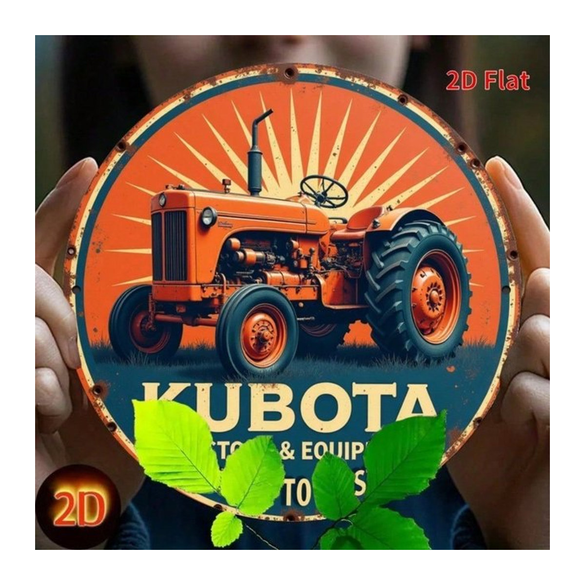 CIFBUY Wandkunst Metall Rustikaler Orangefarbener Traktor Bohemian Farmhouse Dekor Rund B: 20 cm, H: 20 cm - Bild 1