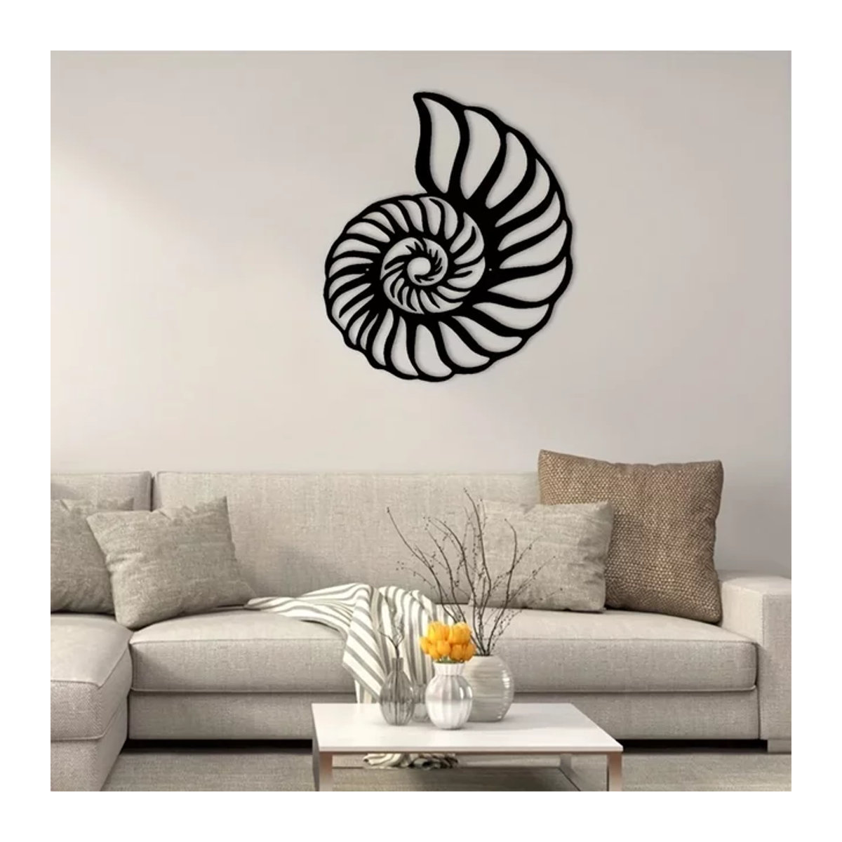 CIFBUY Wandkunst Nautilus-Muschel aus Metall in Schwarz für maritime Dekoration - Bild 1