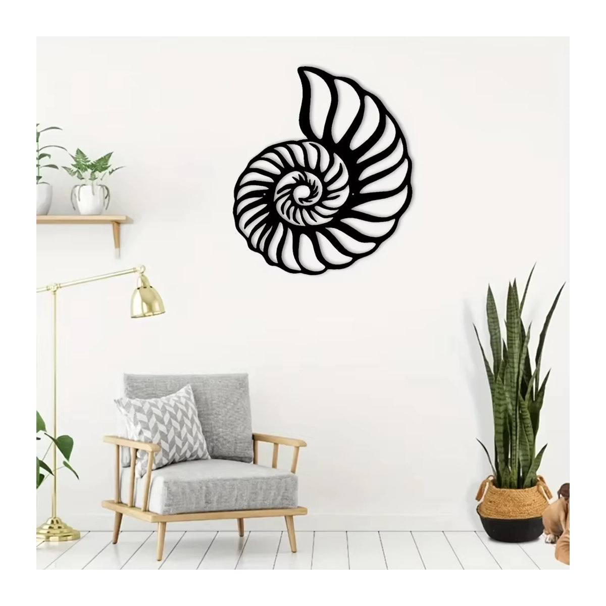 CIFBUY Wandkunst Nautilus-Muschel aus Metall in Schwarz für maritime Dekoration - Bild 3