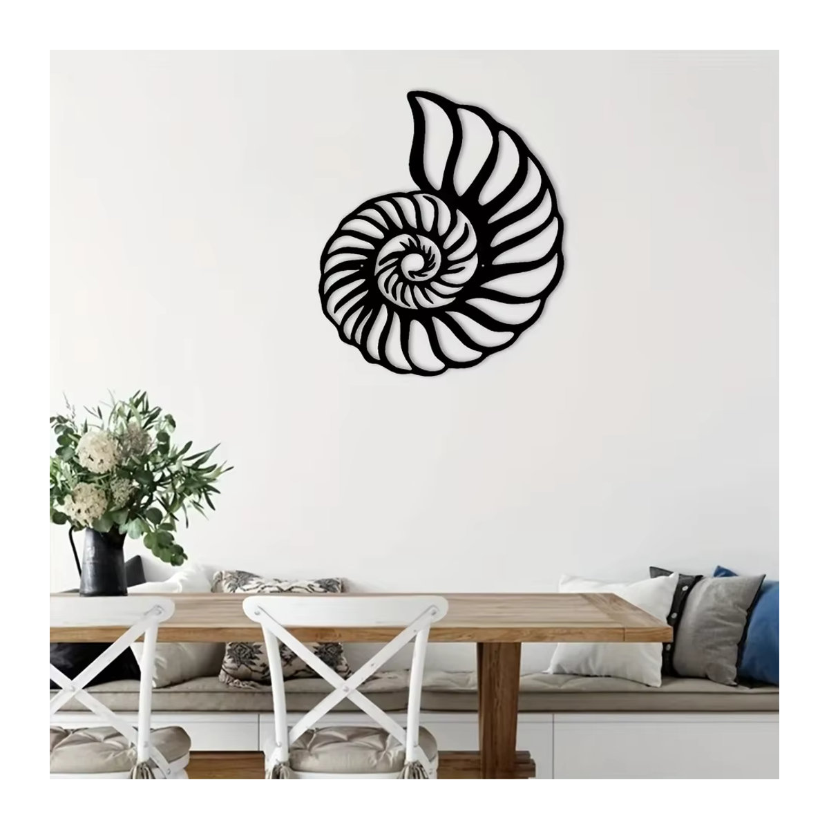 CIFBUY Wandkunst Nautilus-Muschel aus Metall in Schwarz für maritime Dekoration - Bild 4
