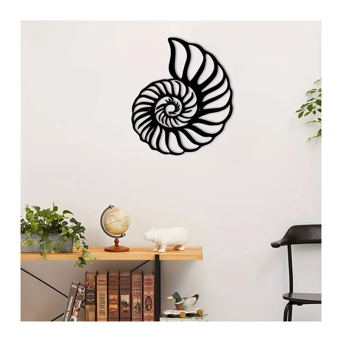 CIFBUY Wandkunst Nautilus-Muschel aus Metall in Schwarz für maritime Dekoration - Bild 5