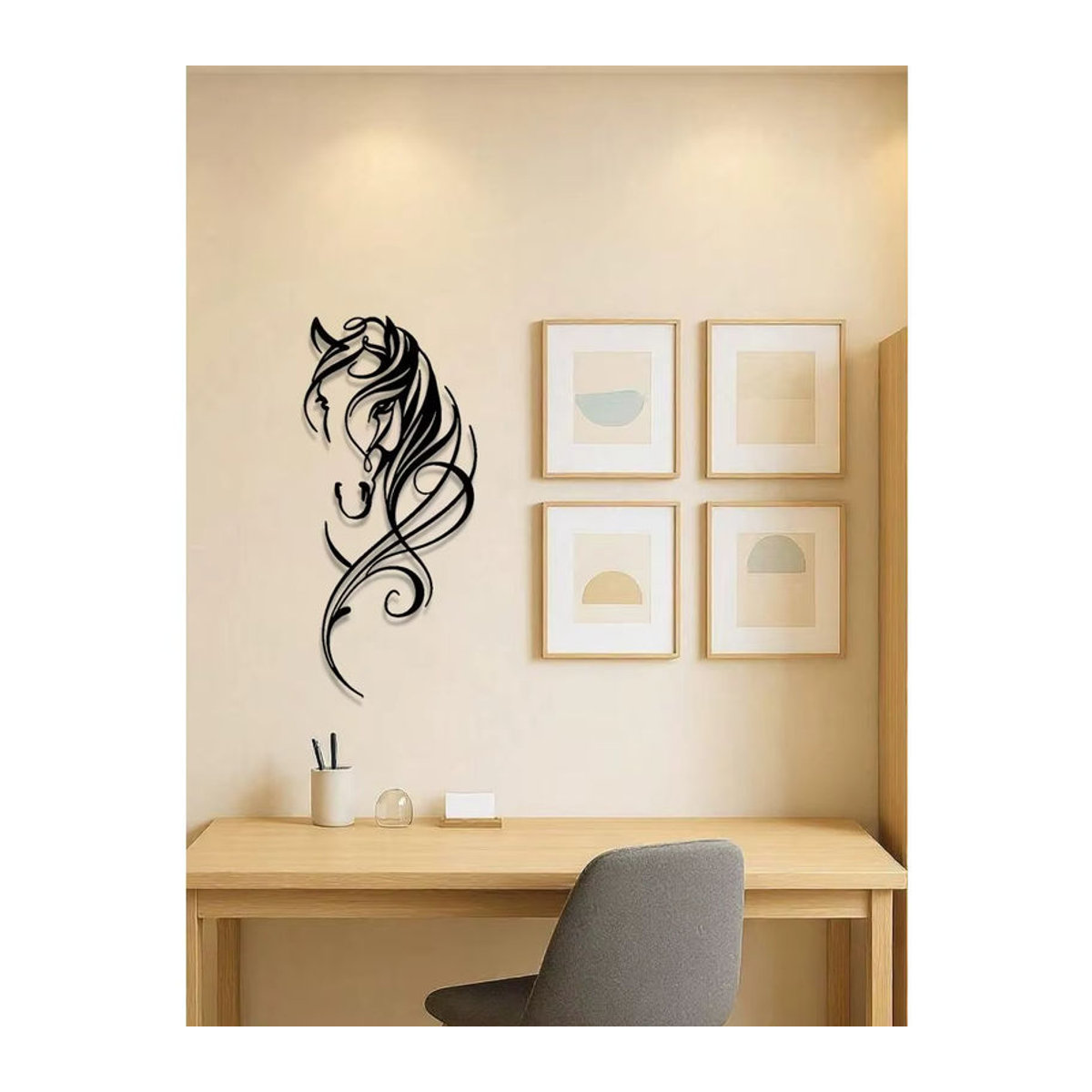 CIFBUY Wandkunst Pferd aus Metall in Schwarz – Abstrakte Metallskulptur im Industrial Design für deine Dekoration - Bild 2