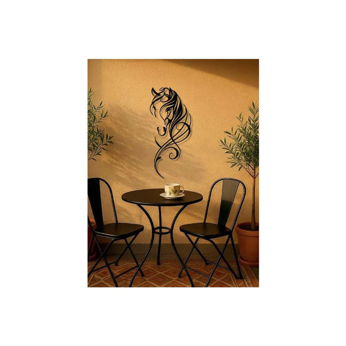 CIFBUY Wandkunst Pferd aus Metall in Schwarz – Abstrakte Metallskulptur im Industrial Design für deine Dekoration - Bild 6