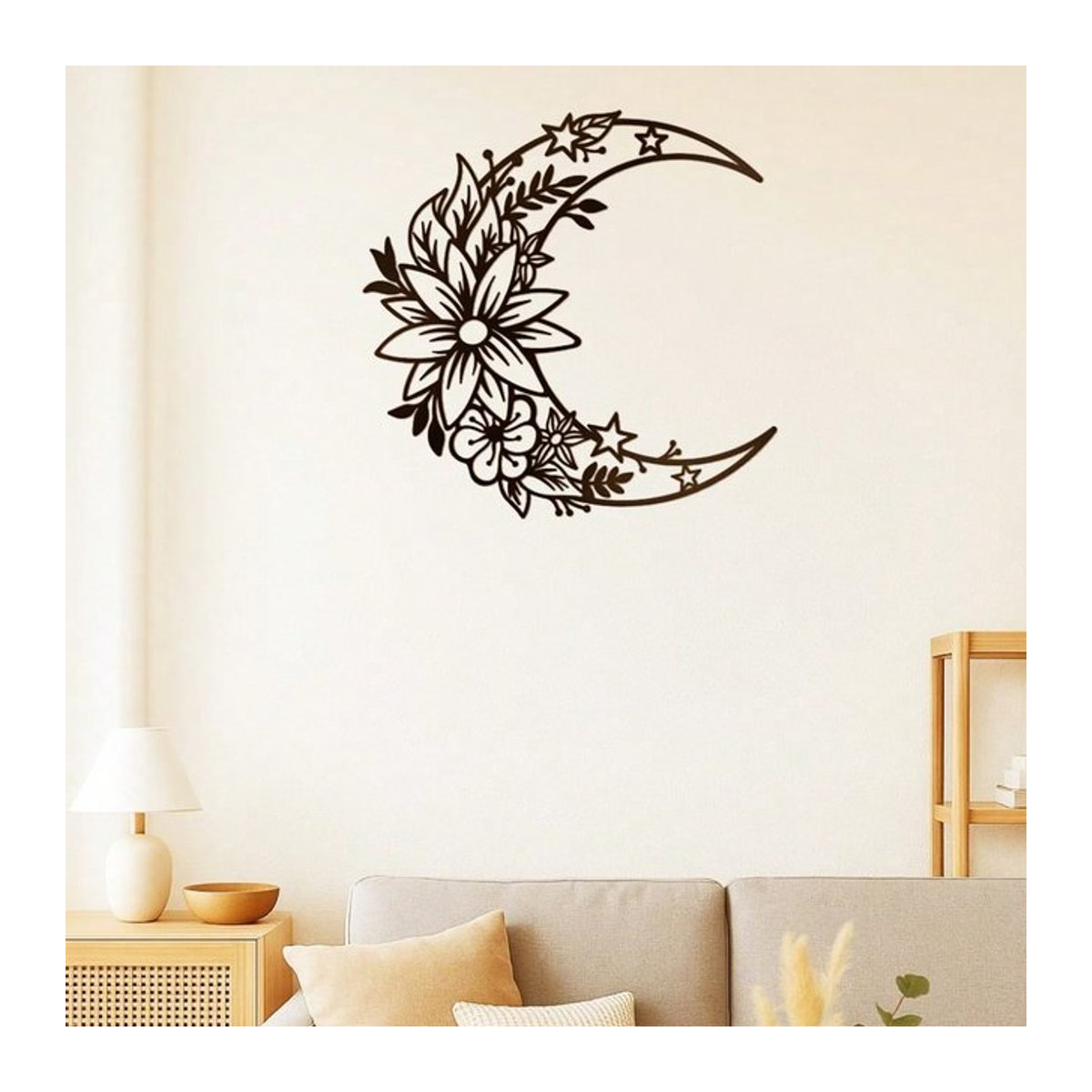 CIFBUY Wandkunst Skulptur Mondblumen aus Metall in Schwarz als florale Wanddekoration für dein Wohnzimmer - Bild 1
