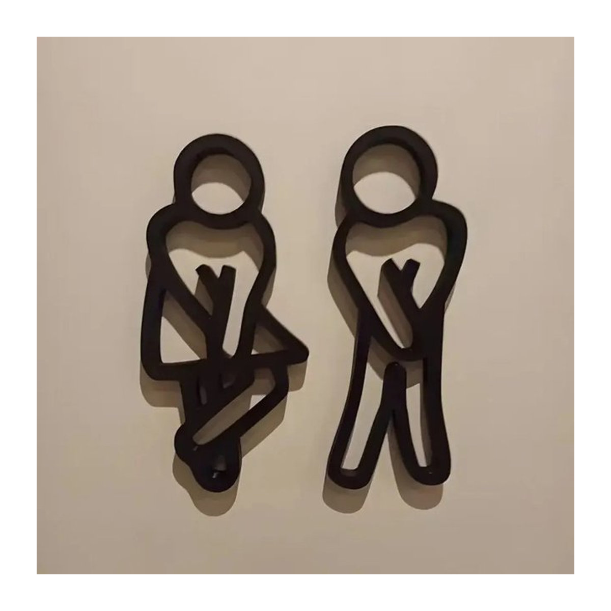 CIFBUY WC-Schilder aus Holz in Schwarz, 2D Flache Toilettenbeschilderung für die Gästetoilette, Durchmesser: 12 cm - Bild 1