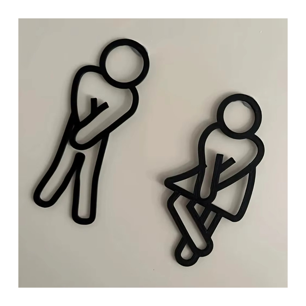 CIFBUY WC-Schilder aus Holz in Schwarz, 2D Flache Toilettenbeschilderung für die Gästetoilette, Durchmesser: 12 cm - Bild 2